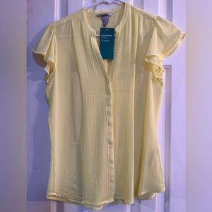 H&M yellow button down shirt